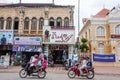 Old and new, scenic landscape capital city of Battambang, beautiful french colonial building, brand new fashion clothes store and